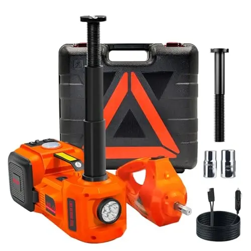 E-HEELP Electric Car Jack Kit 5 Ton 12V Hydraulic with Wrench, 6.1-20.86 in | For SUVs, MPVs, Sedans and Trucks; Suited to Tire Changes, Garage Repair and Roadside Emergencies 