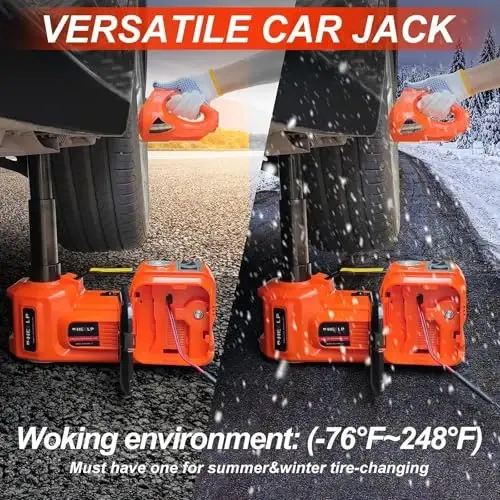 E-HEELP Electric Car Jack Kit 5 Ton 12V Hydraulic with Wrench, 6.1-20.86 in | For SUVs, MPVs, Sedans and Trucks; Suited to Tire Changes, Garage Repair and Roadside Emergencies - 5