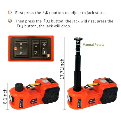 E-HEELP Electric Car Jack Kit 5 Ton 12V with Inflator, 6.1-17.7 in Lift | Portable Setup for SUVs, Sedans and MPVs; Suited to Tire Changes, Garage Repair and Emergency Lifting - E-HEELP (1)