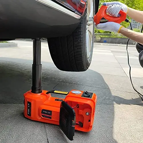 E-HEELP Electric Car Jack Kit 5 Ton 12V with Inflator, 6.1-17.7 in Lift | Portable Setup for SUVs, Sedans and MPVs; Suited to Tire Changes, Garage Repair and Emergency Lifting - 4