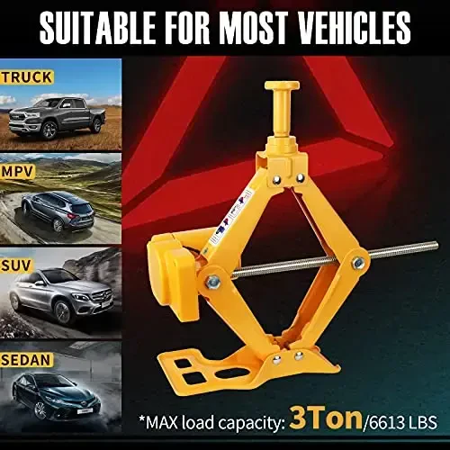 E-Heelp Electric Scissor Car Jack - 3 Ton 12V with Impact Wrench & Inflator for Car, SUV, Sedan Tire Changing - 2