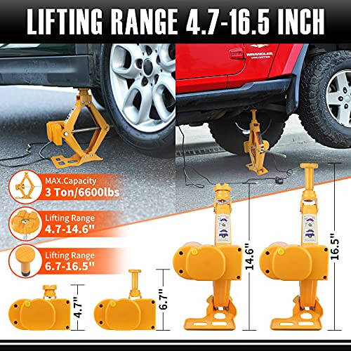 E-HEELP Electric Scissor Car Jack - SUV, Sedan & Tire Changing uchun zarbli kalit bilan 3 Ton 12V - 3