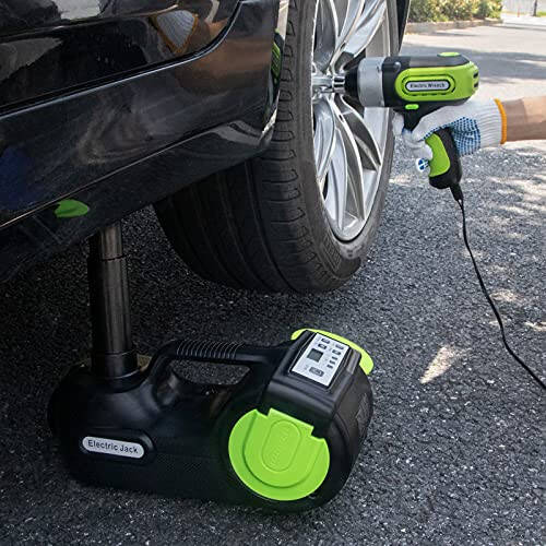 E-HEELP Electric Car Jack Kit 5Ton 12V Hydraulic (Lifting Range: 6.1-20.86 inch) with Impact Wrench & Inflator for Car SUV Sedan MPV with LCD & Tire Pressure Display | Real-Time Tire Pressure Display for SUVs, Sedans and MPVs during Roadside Tire Ser - 5