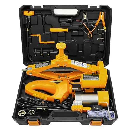 E-Heelp Electric Scissor Car Jack - 3 Ton 12V with Impact Wrench & Inflator for Car, SUV, Sedan Tire Changing - 1