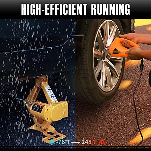 E-HEELP Electric Scissor Car Jack - 3 Ton 12V with Impact Wrench for SUV, Sedan & Tire Changing - 6