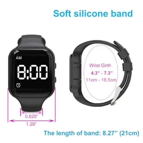 e-vibra Vibrating Alarm Watch Water Resistant Wake Up Wristband Silent Medical Reminder Watch - with Timer and 15 Daily Alarms (Blue) - 2