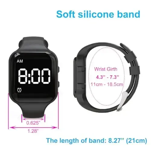 e-vibra Vibrating Alarm Watch Water Resistant Wake Up Wristband Silent Medical Reminder Watch - with Timer and 15 Daily Alarms - 3