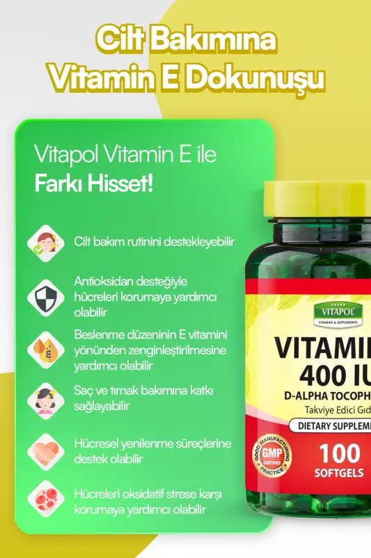 E Vitamini 268 Mg 100 Kapsula 400 Birlik Yurdavit - 6