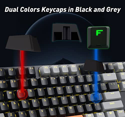 E-YOOSO Z-14 Mechanical Gaming Keyboard Blue Switches 104 Key, Mechanical Keyboard Solid Yellow Backlit, Full-Size Computer Keyboards for Office PC Gamer, Black&Grey - 6