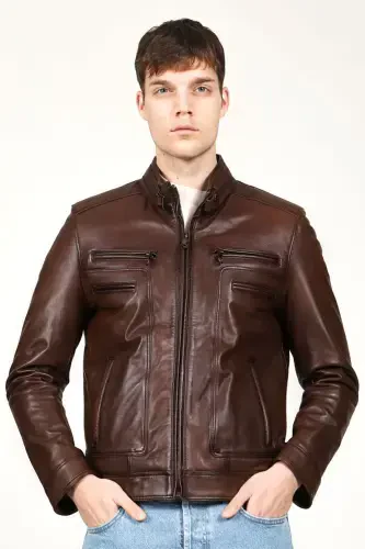 E1084 Genuine Leather Men's Jacket - 1