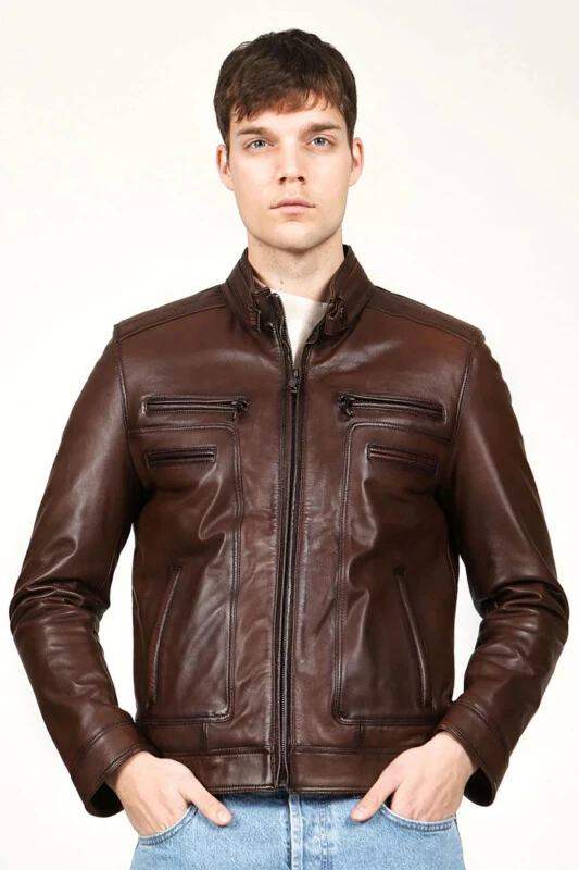 E1084 Genuine Leather Men's Jacket - 1