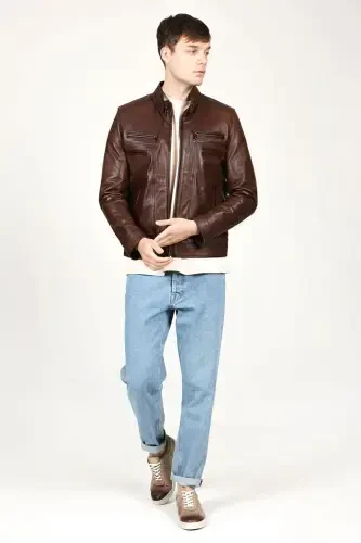 E1084 Genuine Leather Men's Jacket - DERICLUB (1)