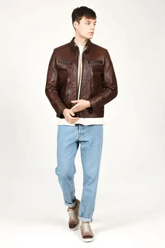 E1084 Genuine Leather Men's Jacket - 2