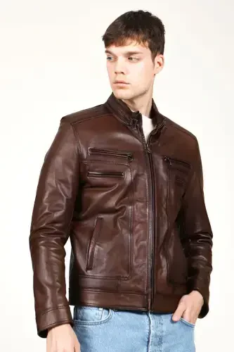E1084 Genuine Leather Men's Jacket - 3