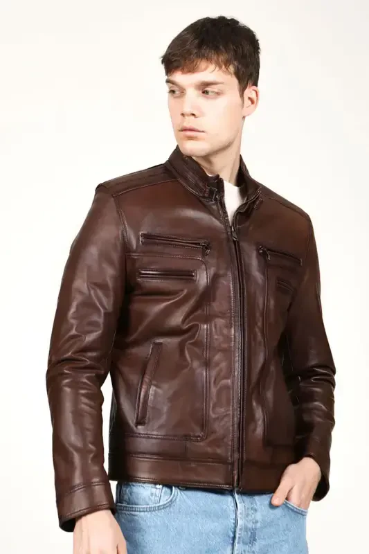 E1084 Genuine Leather Men's Jacket - 3