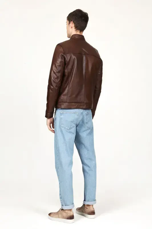 E1084 Genuine Leather Men's Jacket - 4
