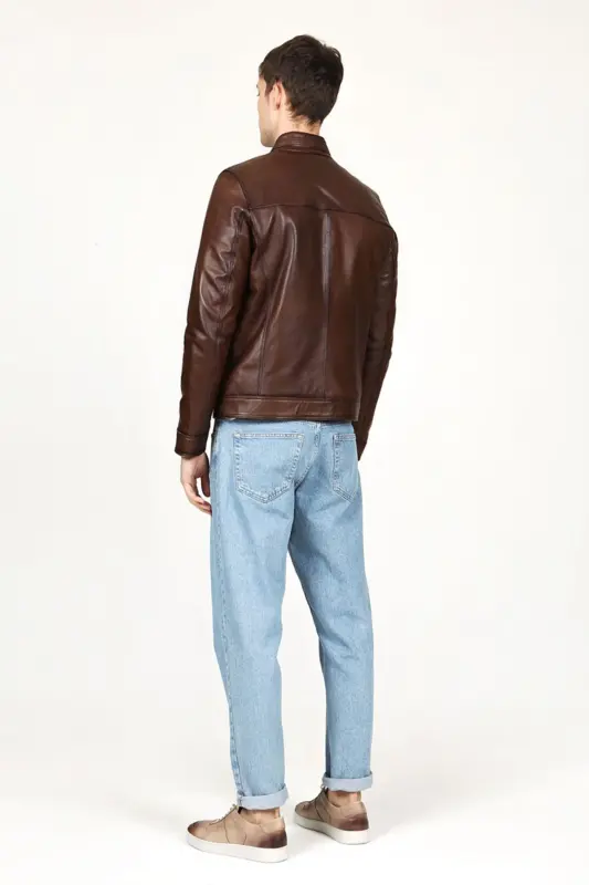 E1084 Genuine Leather Men's Jacket - 4