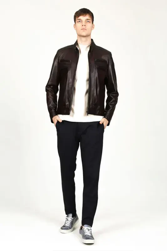 E1084 Haqiqiy Teri Erkak Ko'ylagi Kashtan - KASHTAN - 2