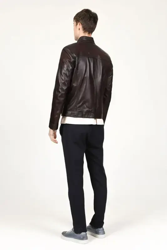 E1084 Haqiqiy Teri Erkak Ko'ylagi Kashtan - KASHTAN - 5