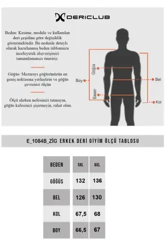 E1084 Katta hajmli haqiqiy teri erkaklar kurtkasi qora-qora - 6
