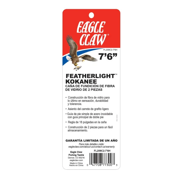 Eagle Claw FL209C2-7'6 2 qismli Featherlight 7’6” Casting tayoqchasi - 4