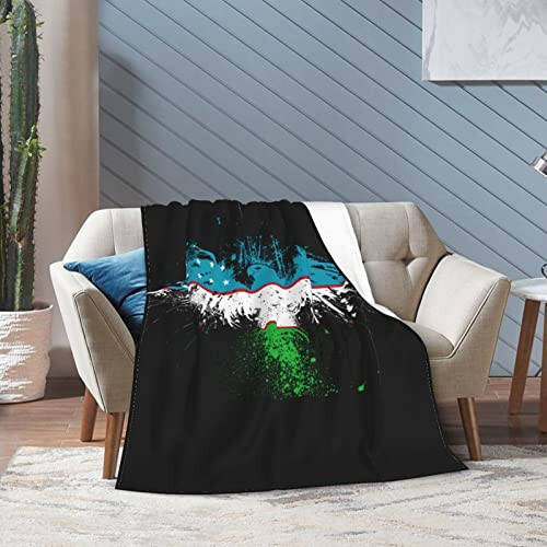 Eagle Uzbekistan Flag Flannel Fleece Throw Blanket, Cozy Couch Blanket, Softest Super Fluffy Bed Plush Blanket Throw 50