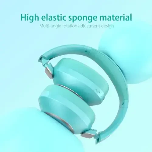 EAORUL Active Noise Cancelling Headphones, 100H Playtime Bluetooth Headphones Wireless Bluetooth with Mic, Over Ear Wireless Headset with Deep Bass,Fast Charging for Travel (Light Green) - 2