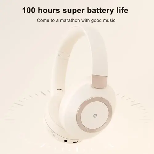 EAORUL Active Noise Cancelling Headphones, 100H Playtime Headphones Wireless Bluetooth, Bluetooth Headphone with Microphone, Over- Ear Wireless Headphone with Deep Bass for Travel - 3