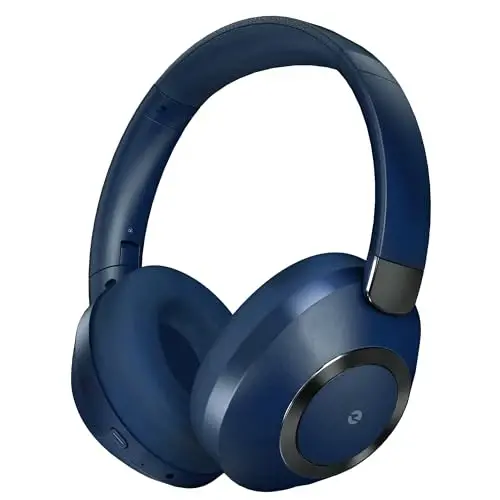 EAORUL Active Noise Cancelling Headphones, 100H Playtime Headphones Wireless Bluetooth, Bluetooth Headphone with Microphone, Over- Ear Wireless Headphone with Deep Bass for Travel (Blue) 