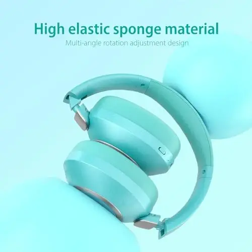 EAORUL Active Noise Cancelling Headphones, 100H Playtime Bluetooth Headphones Wireless Bluetooth with Mic, Over Ear Wireless Headset with Deep Bass,Fast Charging for Travel (Light Green) - EAORUL (1)