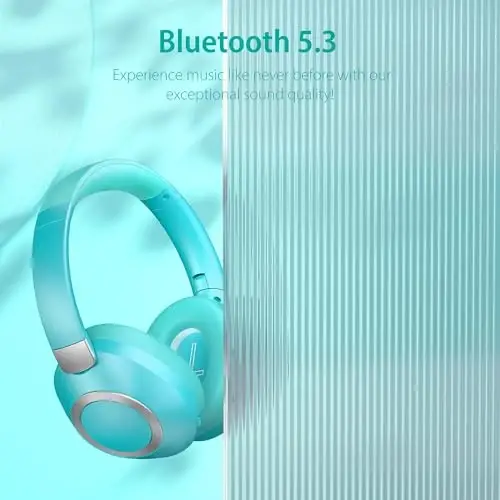 EAORUL Active Noise Cancelling Headphones, 100H Playtime Bluetooth Headphones Wireless Bluetooth with Mic, Over Ear Wireless Headset with Deep Bass,Fast Charging for Travel (Light Green) - 4