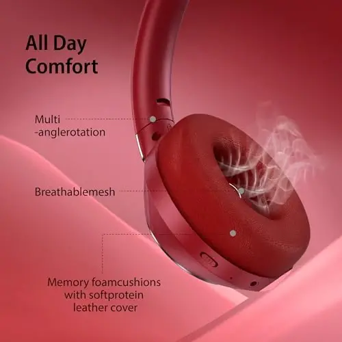EAORUL Headphones Wireless Bluetooth, 100H Playtime Active Noise Cancelling Headphones, Bluetooth Headphone with Mic, Over Ear Wireless Headphone with Deep Bass - 5