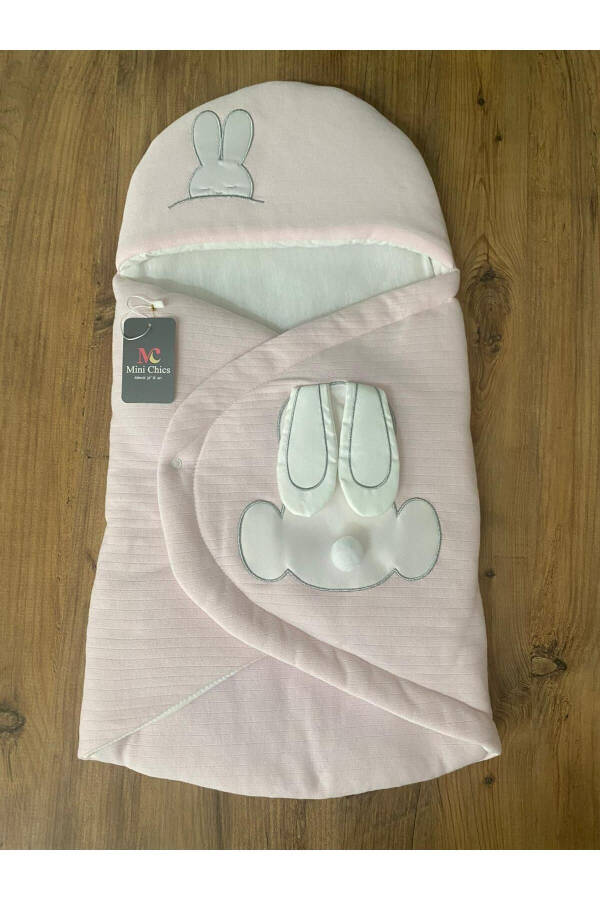 Ear Flap Embroidered Baby Swaddle 71×40 - 1