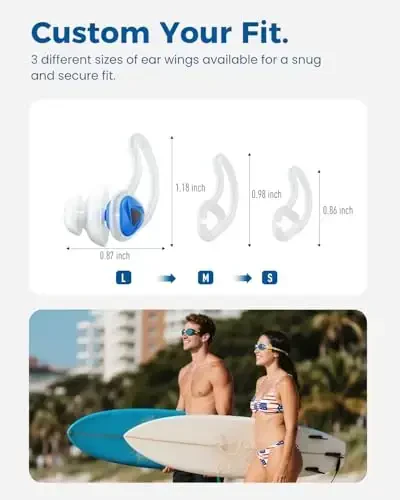 Ear Plugs for Swimming–2 Pairs Soft Silicone Reusable Waterproof Earplugs for Adults & Men Women, Custom Fit for Swimmers Ear, Pool, Beach, Snorkeling, Surfing, Kickboard Training(Blue) - 4