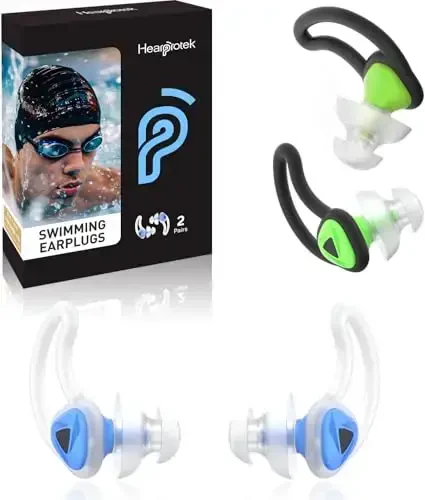 Ear Plugs for Swimming–2 Pairs Soft Silicone Reusable Waterproof Earplugs for Adults & Men Women, Custom Fit for Swimmers Ear, Pool, Beach, Snorkeling, Surfing, Kickboard Training(Blue&Green) - 7