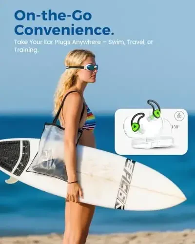 Ear Plugs for Swimming–2 Pairs Soft Silicone Reusable Waterproof Earplugs for Adults & Men Women, Custom Fit for Swimmers Ear, Pool, Beach, Snorkeling, Surfing, Kickboard Training(Green) - 5