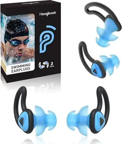 Ear Plugs for Swimming–2 Pairs Soft Silicone Reusable Waterproof Earplugs for Adults & Men Women, Custom Fit for Swimmers Ear, Pool, Beach, Snorkeling, Surfing, Kickboard Training(Sky Blue) - 7