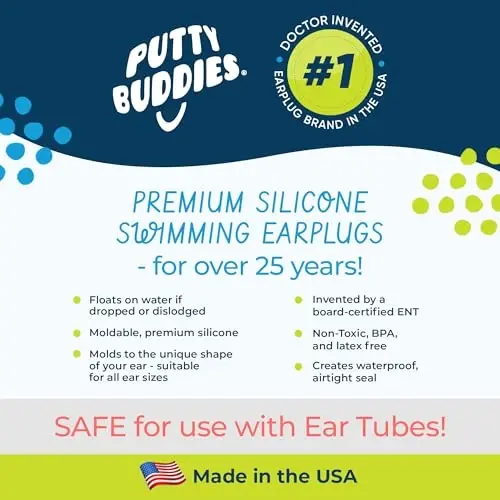 Earvolution Ear Band-It Ultra Swimming Headband & Floating Putty Buddies Silicone Ear Plugs Bundle, Doctor-Invented Waterproof System for Ear Tubes & Swimmer's Ear Prevention - Hot Pink - Medium - 4