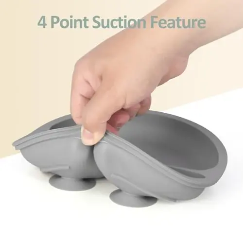 Eascrozn 2 Pack Silicone Suction Plates for Baby, Forks and Spoons Set | Toddler Utensils, Divided, BPA Free, Baby Led Weaning Feeding Supplies, Microwave and Dishwasher Safe - 6