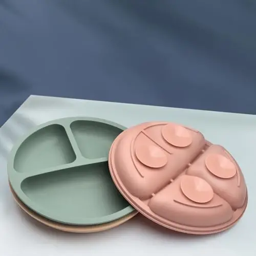 Eascrozn Suction Plates for Baby 3 pack, Stay Put Divided Toddler Plates, 100% Food Grade Silicone Baby Plates, BPA Free, Baby Feeding Supplies, Microwave & Dishwasher Safe - 4