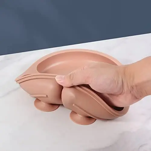 Eascrozn Suction Plates for Baby 3 pack, Stay Put Divided Toddler Plates, 100% Food Grade Silicone Baby Plates, BPA Free, Baby Feeding Supplies, Microwave & Dishwasher Safe - 5