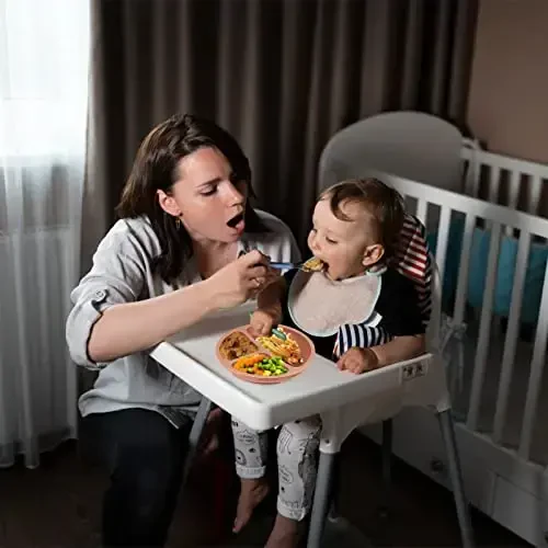 Eascrozn Suction Plates for Baby 3 pack, Stay Put Divided Toddler Plates, 100% Food Grade Silicone Baby Plates, BPA Free, Baby Feeding Supplies, Microwave & Dishwasher Safe - EASCROZN (1)