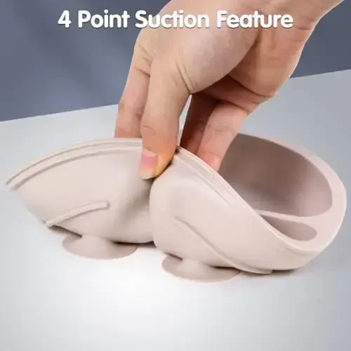 Eascrozn Toddler Plates, 3 Pack Divided Suction Plates for Baby, Food Grade Silicone Baby Plates, BPA Free, Non-slip, Baby Led Weaning Supplies, Microwave & Dishwasher Safe - 4