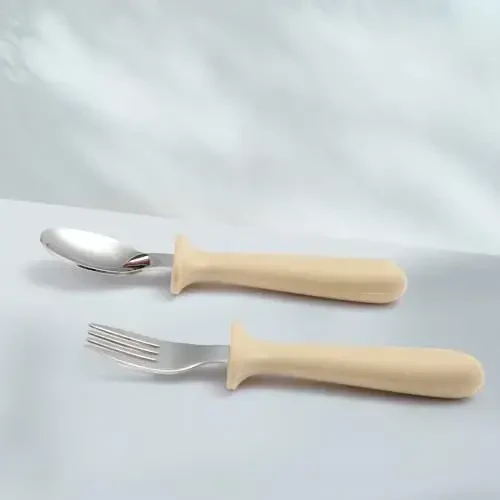 Eascrozn Silicone Baby Feeding Set, 2 Pack Divided Suction Plates for Baby, 2 Pack Spoons and Forks Set Baby Eating Essentials, Feeding Supplies for Toddler Utensils, BPA Free - 4