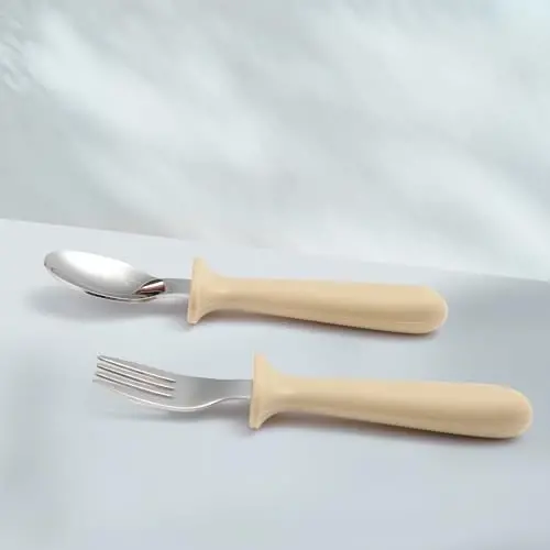 Eascrozn Silicone Baby Feeding Set, 2 Pack Divided Suction Plates for Baby, 2 Pack Spoons and Forks Set Baby Eating Essentials, Feeding Supplies for Toddler Utensils, BPA Free - 4