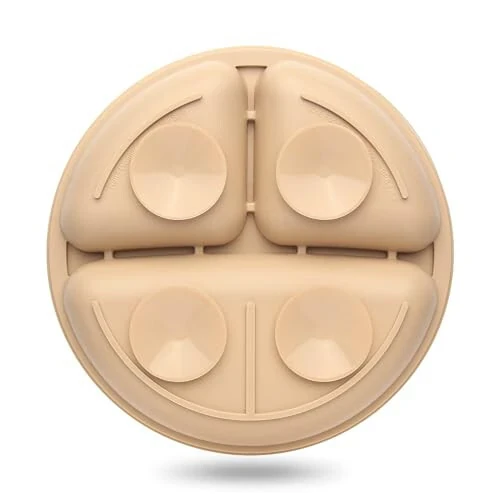 Eascrozn Toddler Plates 3 Pack, Divided Suction Plates for Baby, 100% Food Grade Silicone Baby Plates, Non-Slip, Baby Led Weaning Supplies, Microwave & Dishwasher Safe - 6