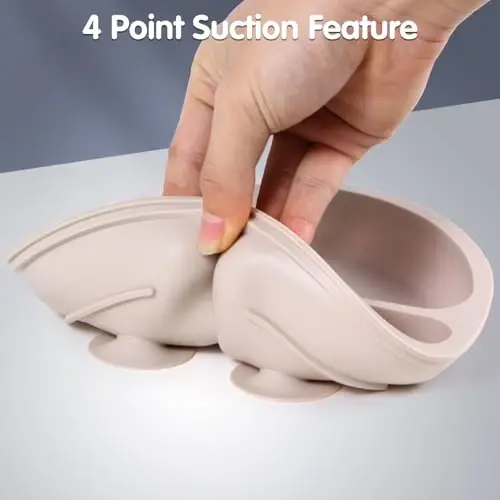 Eascrozn Toddler Plates, 3 Pack Divided Suction Plates for Baby, Food Grade Silicone Baby Plates, BPA Free, Non-slip, Baby Led Weaning Supplies, Microwave & Dishwasher Safe - 4