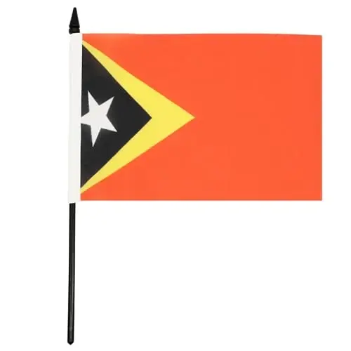 East Timor Table Flag 5'' x 8'' - East Timorese Desk Flag 21 x 14 cm. - Black plastic stick and base - AZ FLAG - 1