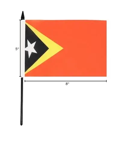 East Timor Table Flag 5'' x 8'' - East Timorese Desk Flag 21 x 14 cm. - Black plastic stick and base - AZ FLAG - 1