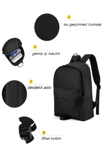 Eastpak Model Ikki Xona Qora Su O'tkazmaydigan O'rta Maktab - Litsey Rюkzaki - STOK CITY (1)